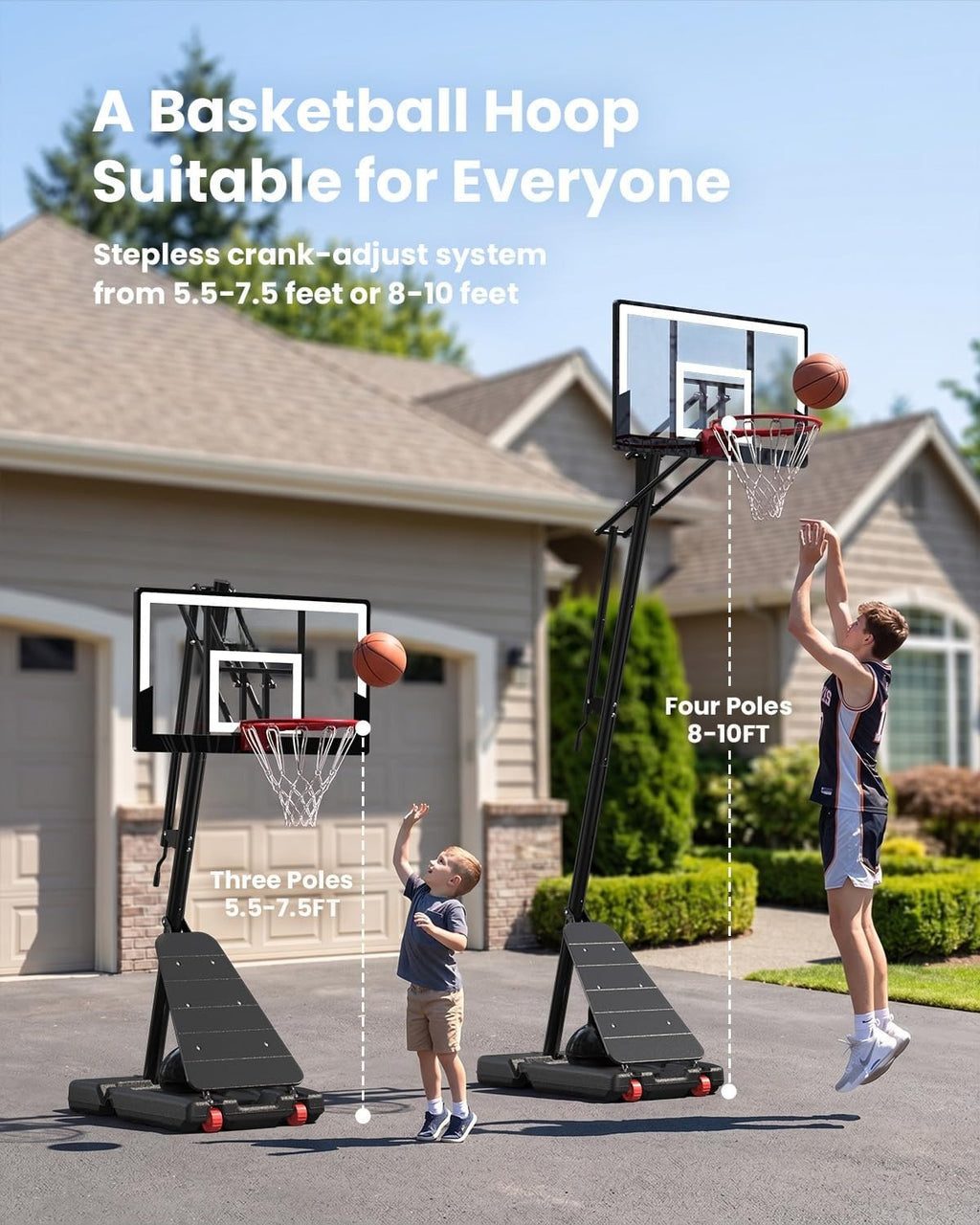 40" Adjustable Portable Basketball Hoop