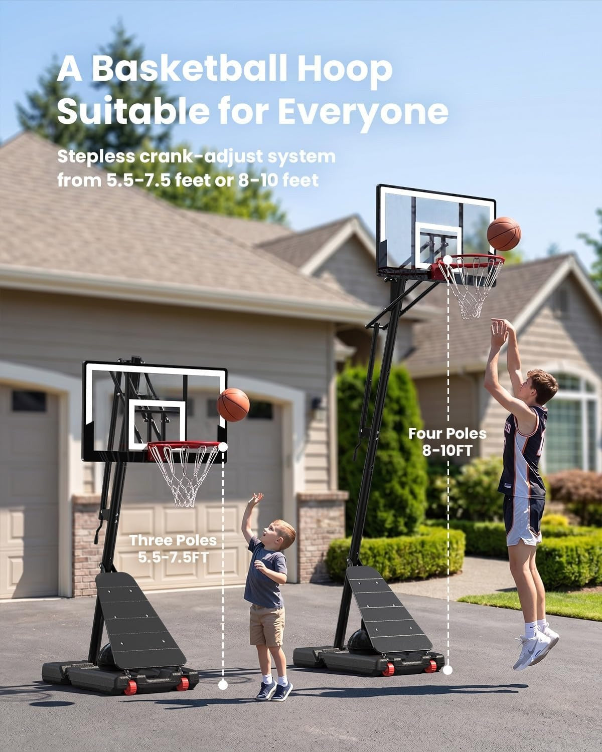 40" Adjustable Portable Basketball Hoop