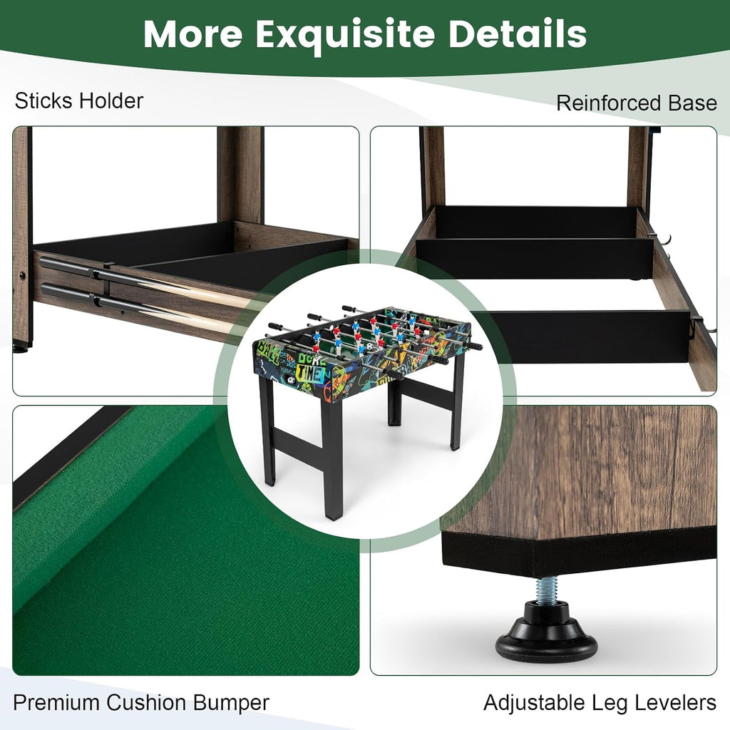 48" 2‑in‑1 Swivel Combo Game Table