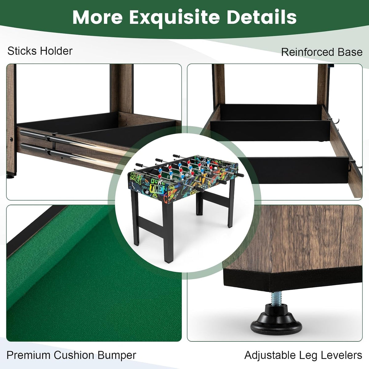 48" 2‑in‑1 Swivel Combo Game Table