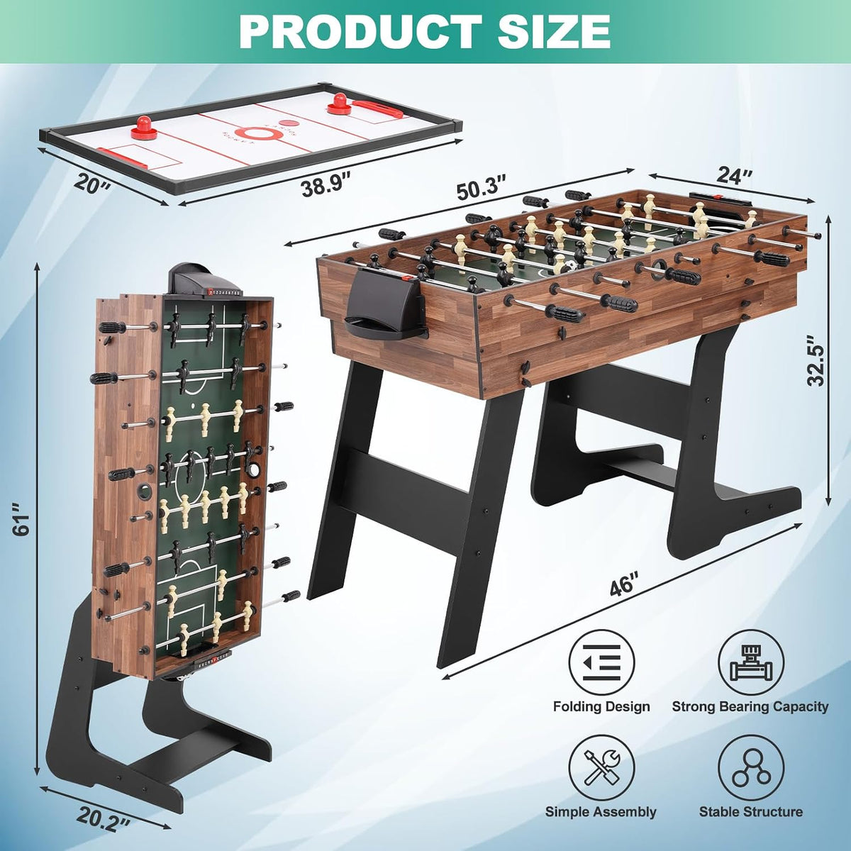 4‑in‑1 Foldable Multi Game Table