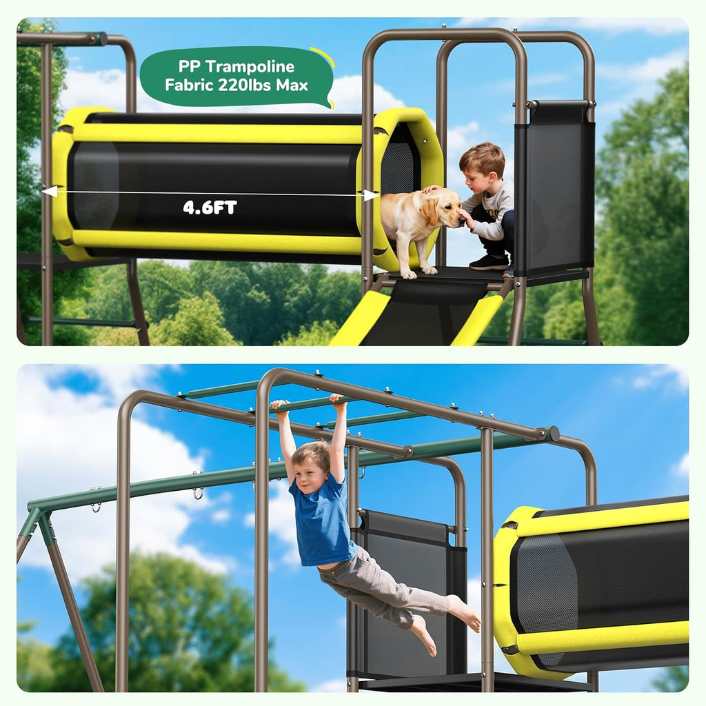 Backyard Swing Set with Slide & Monkey Bars