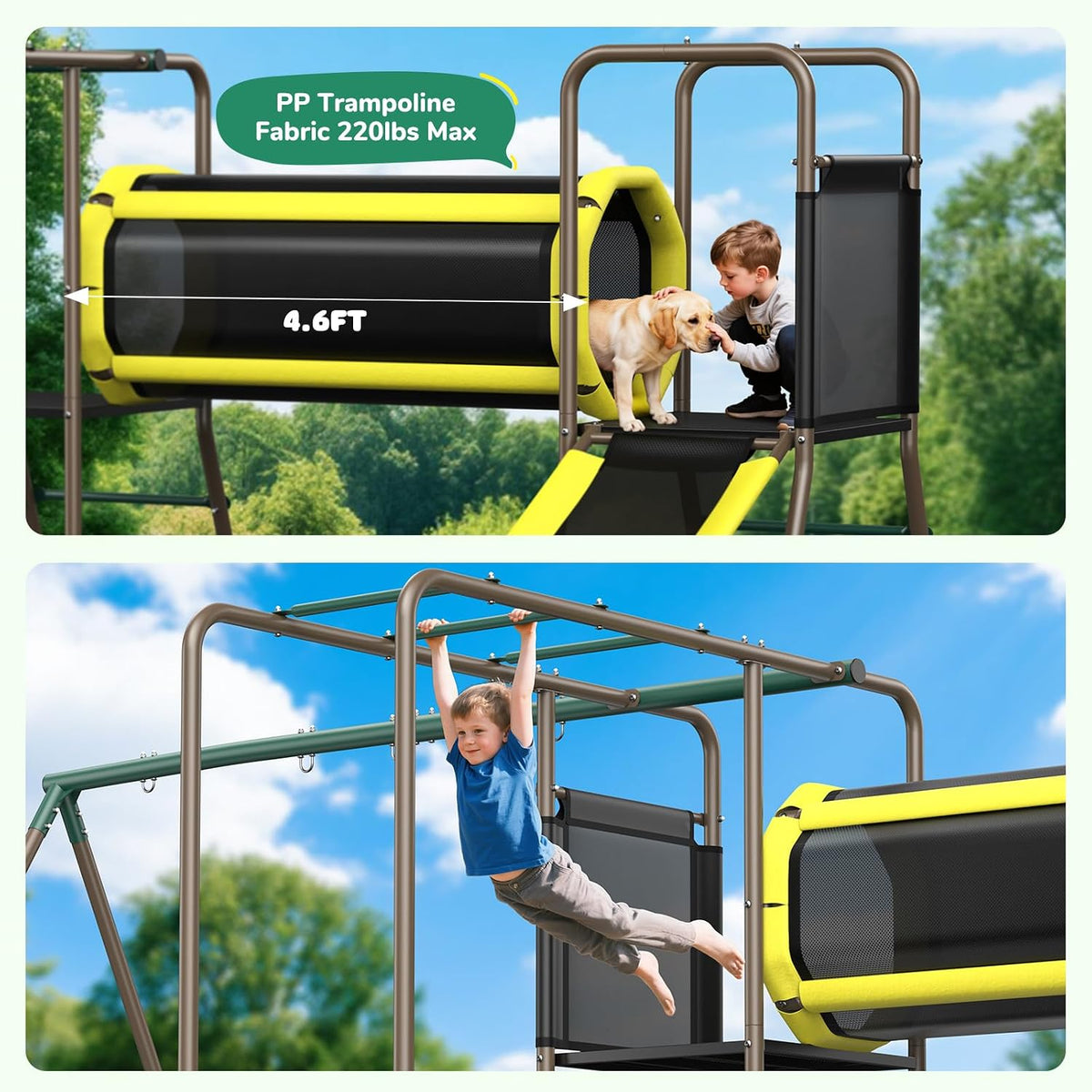 Backyard Swing Set with Slide & Monkey Bars