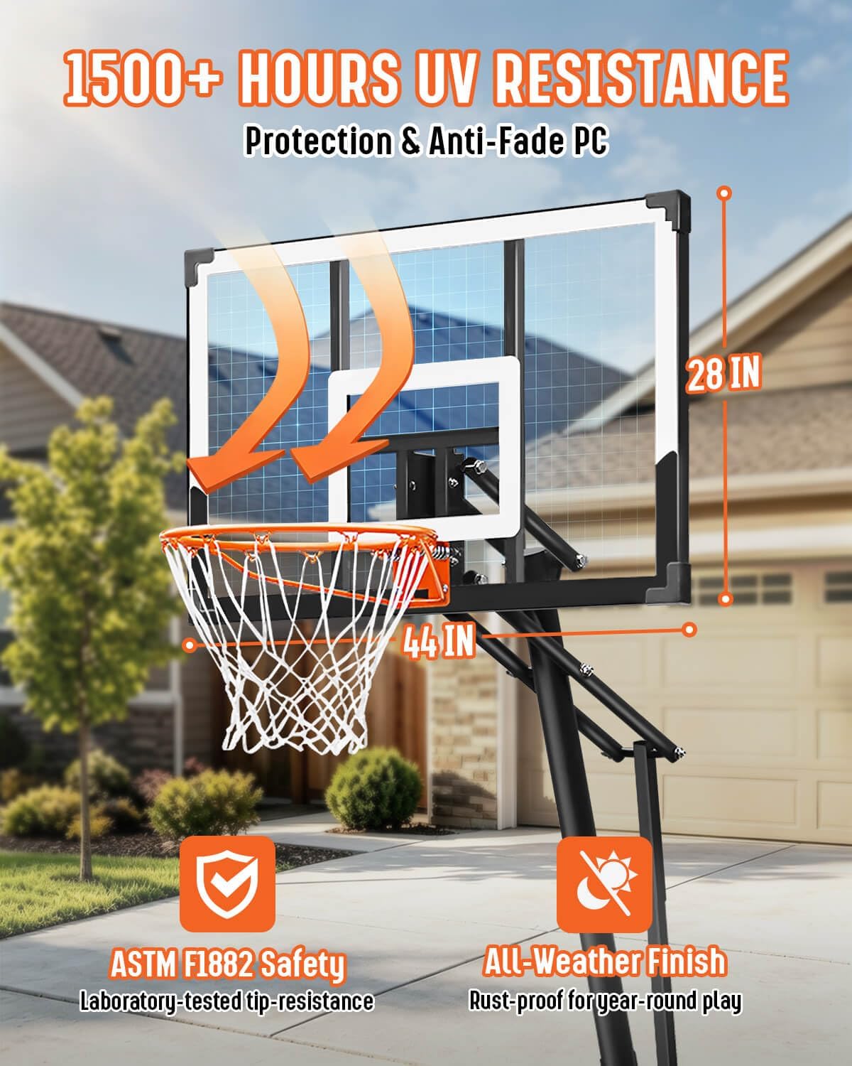 44IN Portable Adjustable Basketball Hoop