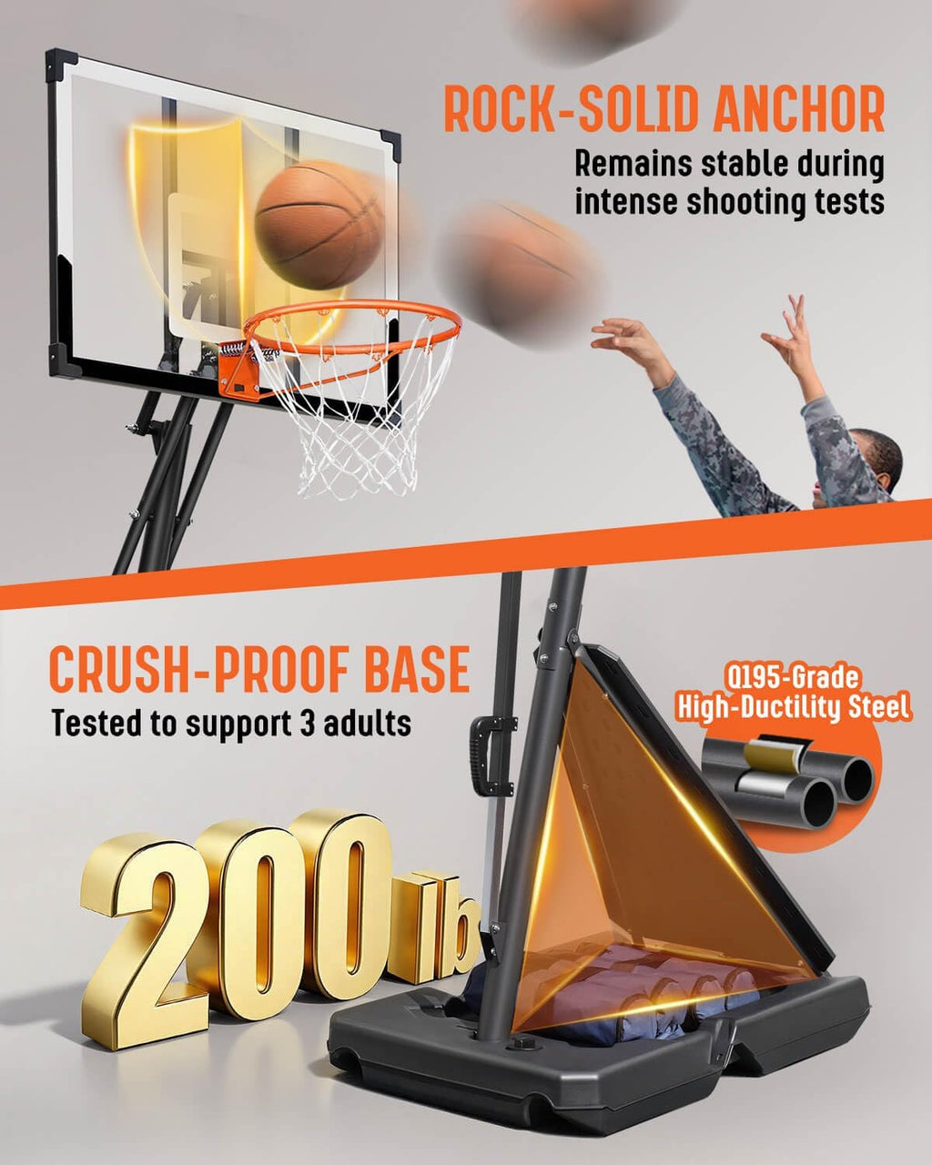 44IN Portable Adjustable Basketball Hoop