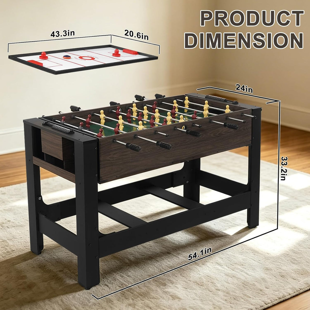 54" 4‑in‑1 Swivel Multi‑Game Table