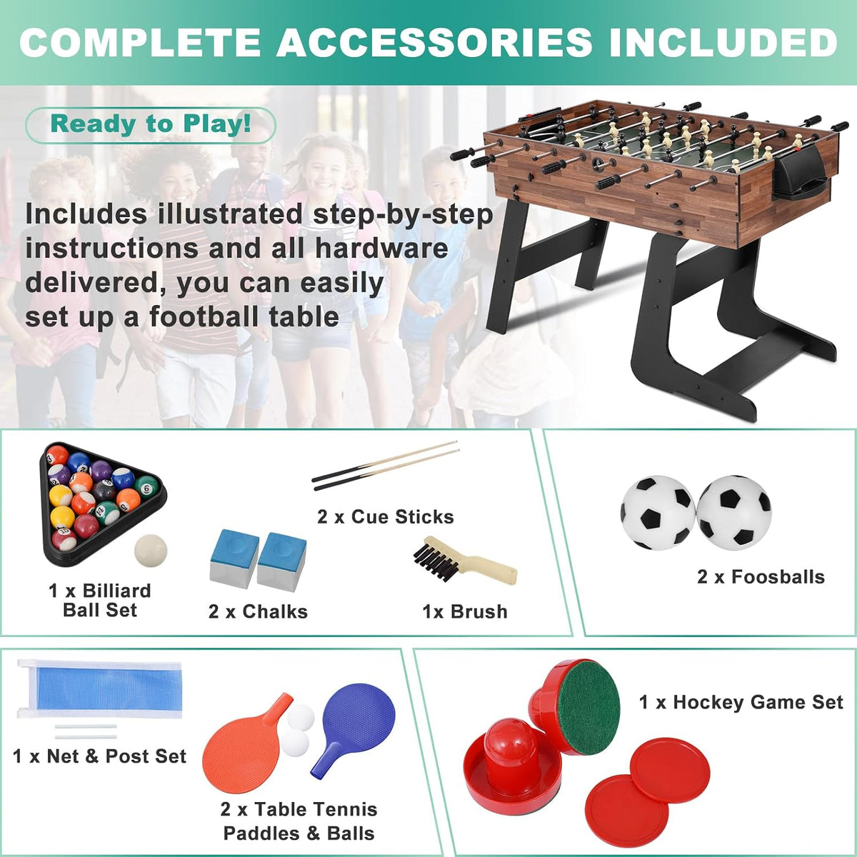 4‑in‑1 Foldable Multi Game Table