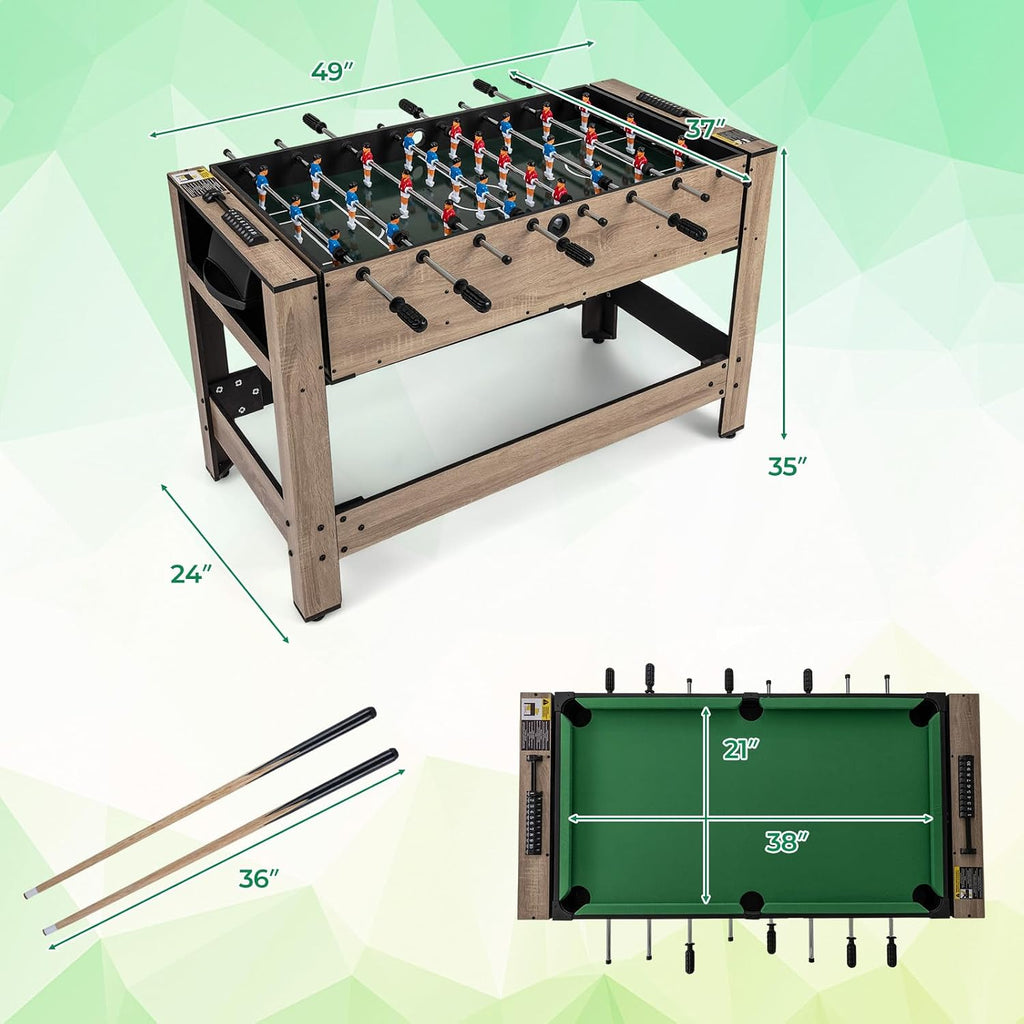 2‑in‑1 Swivel Foosball & Billiard Combo Game Table