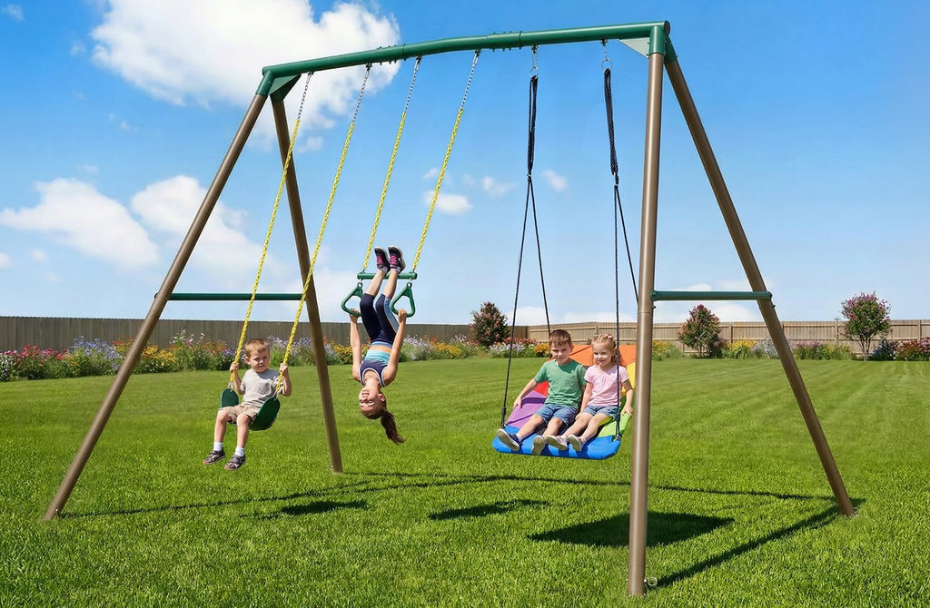 9.5' Backyard Metal Swing Set