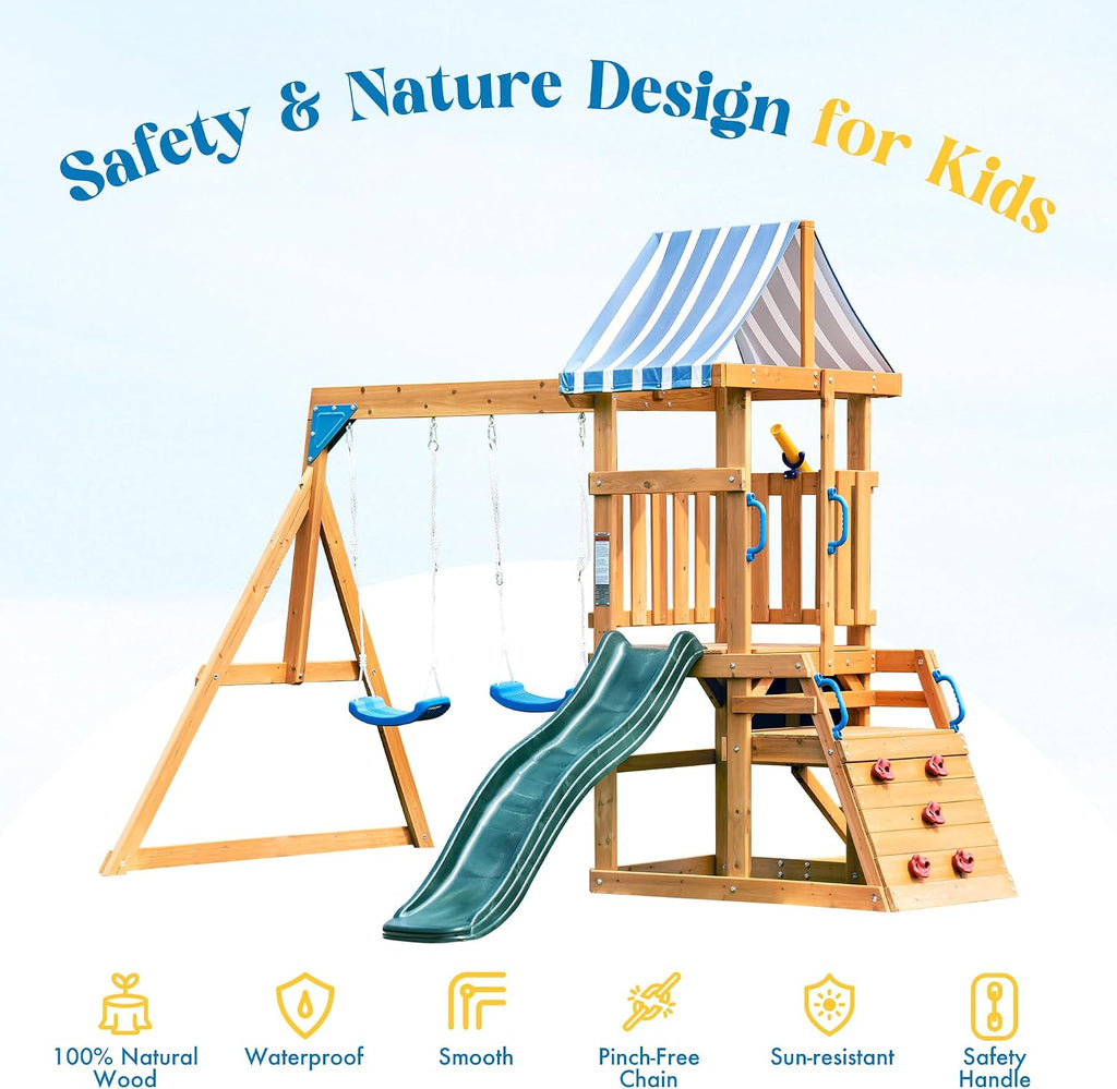 Wooden Backyard Swing Set