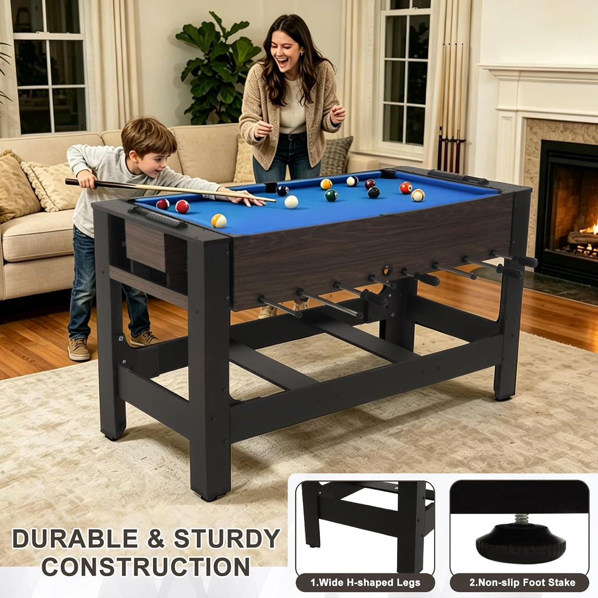 54" 4‑in‑1 Swivel Multi‑Game Table