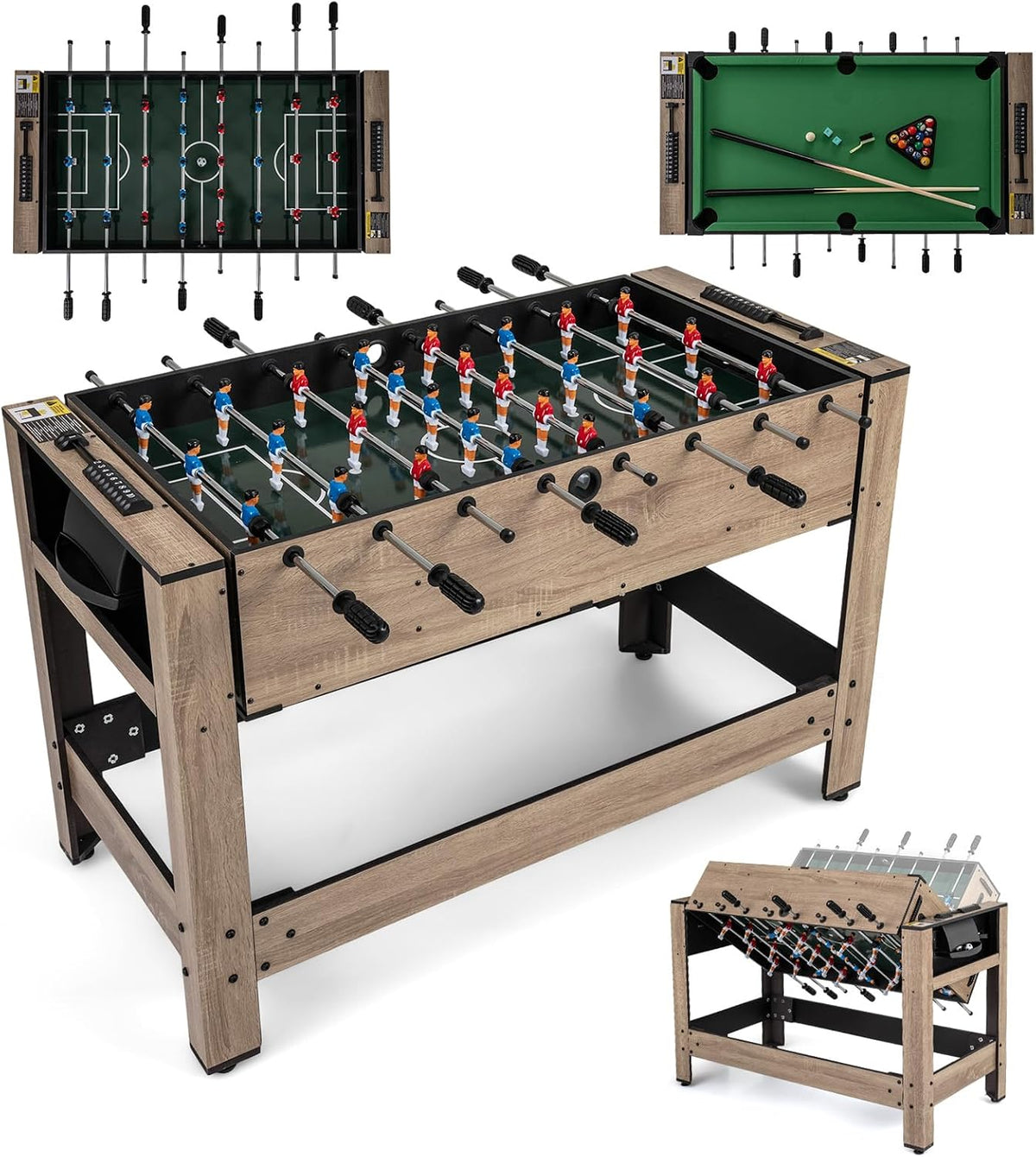2‑in‑1 Swivel Foosball & Billiard Combo Game Table