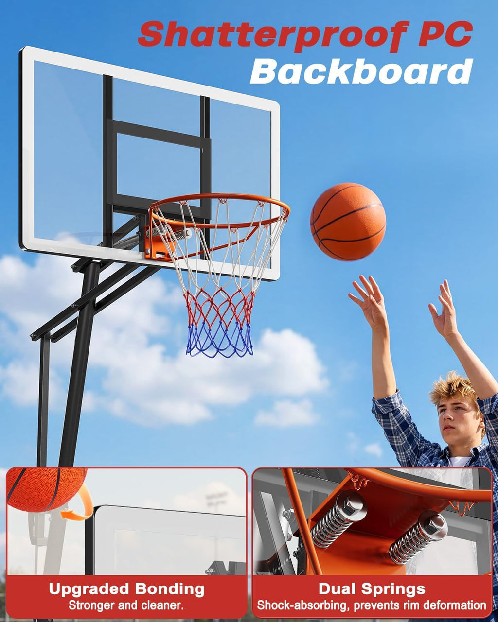 44Inch Shatterproof PC Basketball Hoop