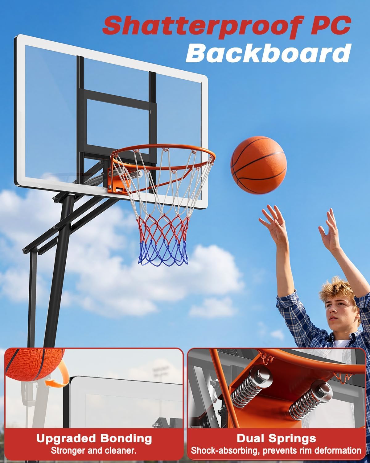 44Inch Shatterproof PC Basketball Hoop
