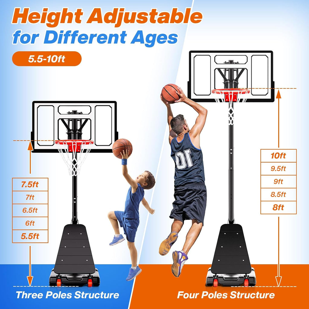 40‑48IN 5.3‑10FT Adjustable Basketball Hoop