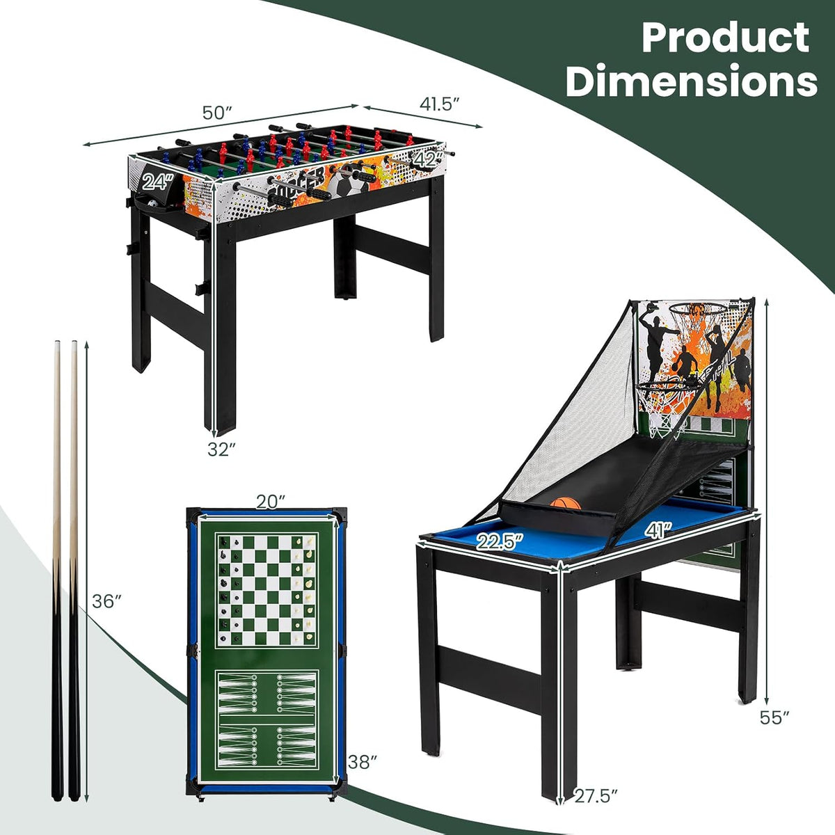 48" 14‑in‑1 Multi Game Combo Table
