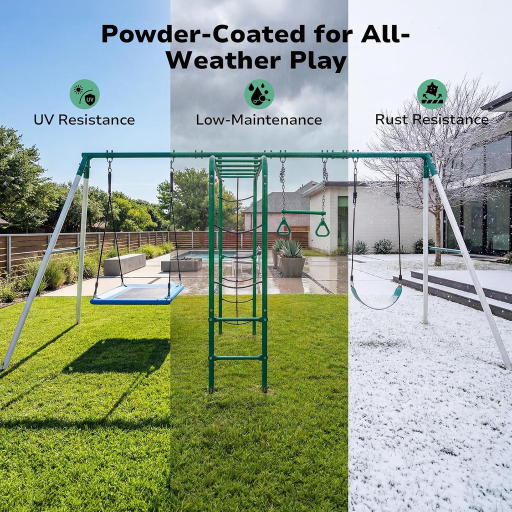 5‑in‑1 Backyard Swing Set with Monkey Bars
