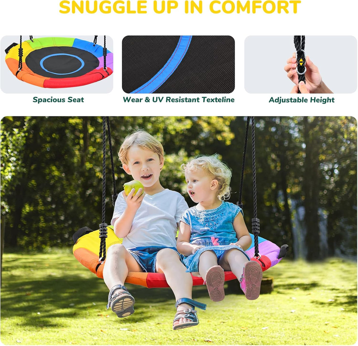 9.5ft Backyard Swing Set for Big Kids & Adults