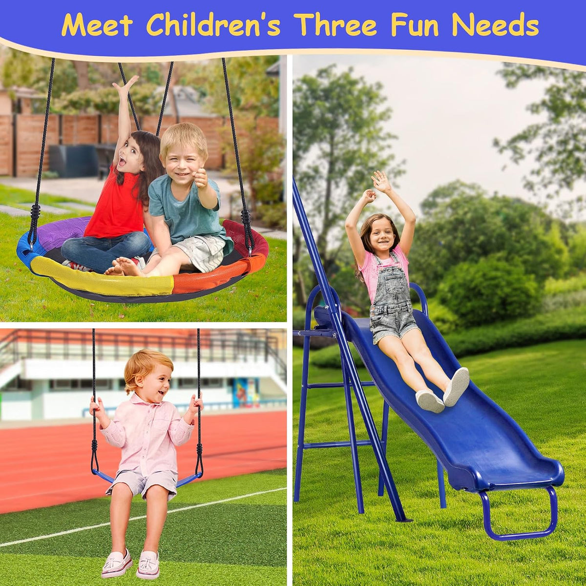440LBS Backyard Metal Swing Set