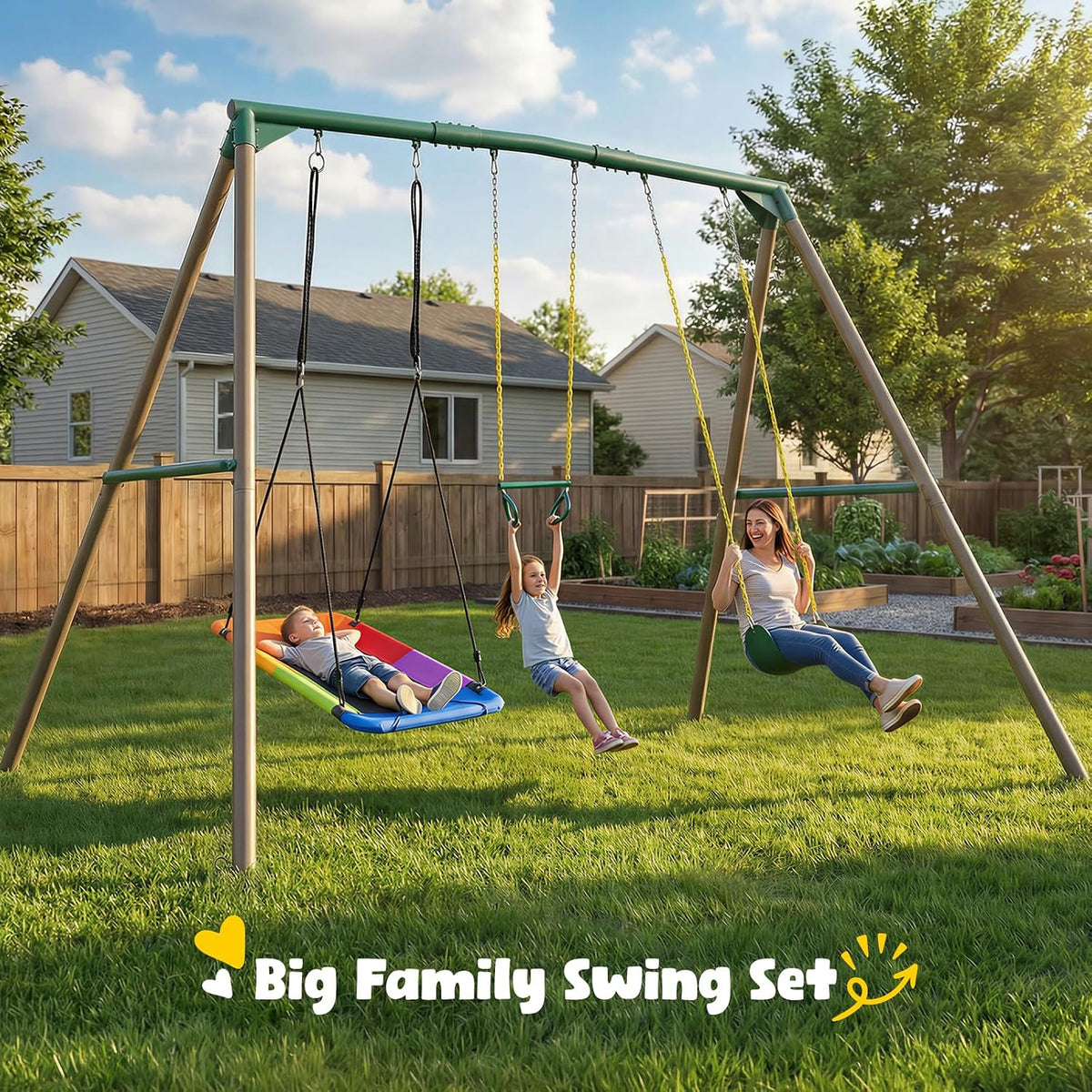 9.5' Backyard Metal Swing Set
