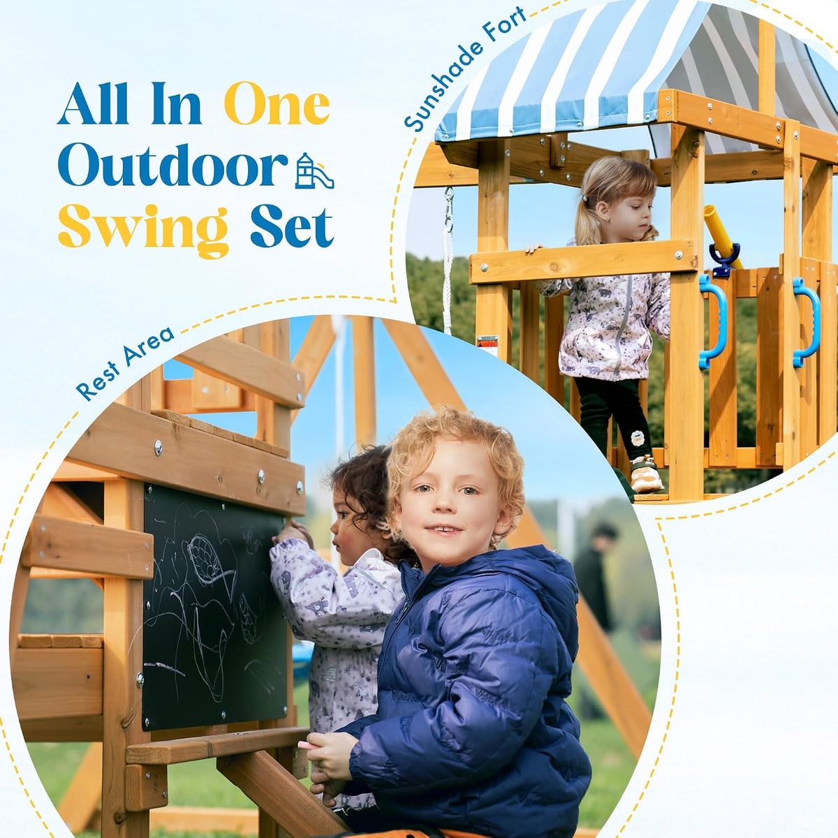 Wooden Backyard Swing Set
