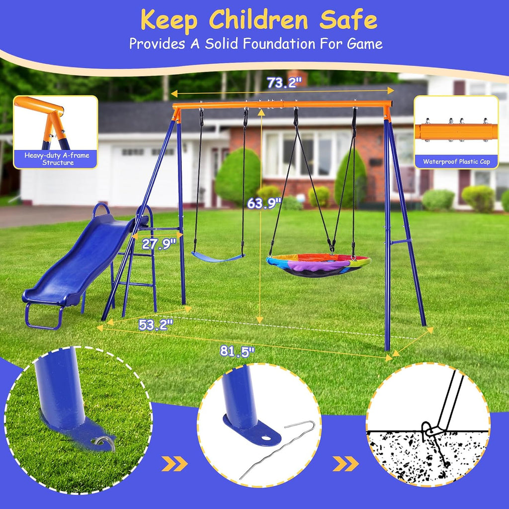 440LBS Backyard Metal Swing Set