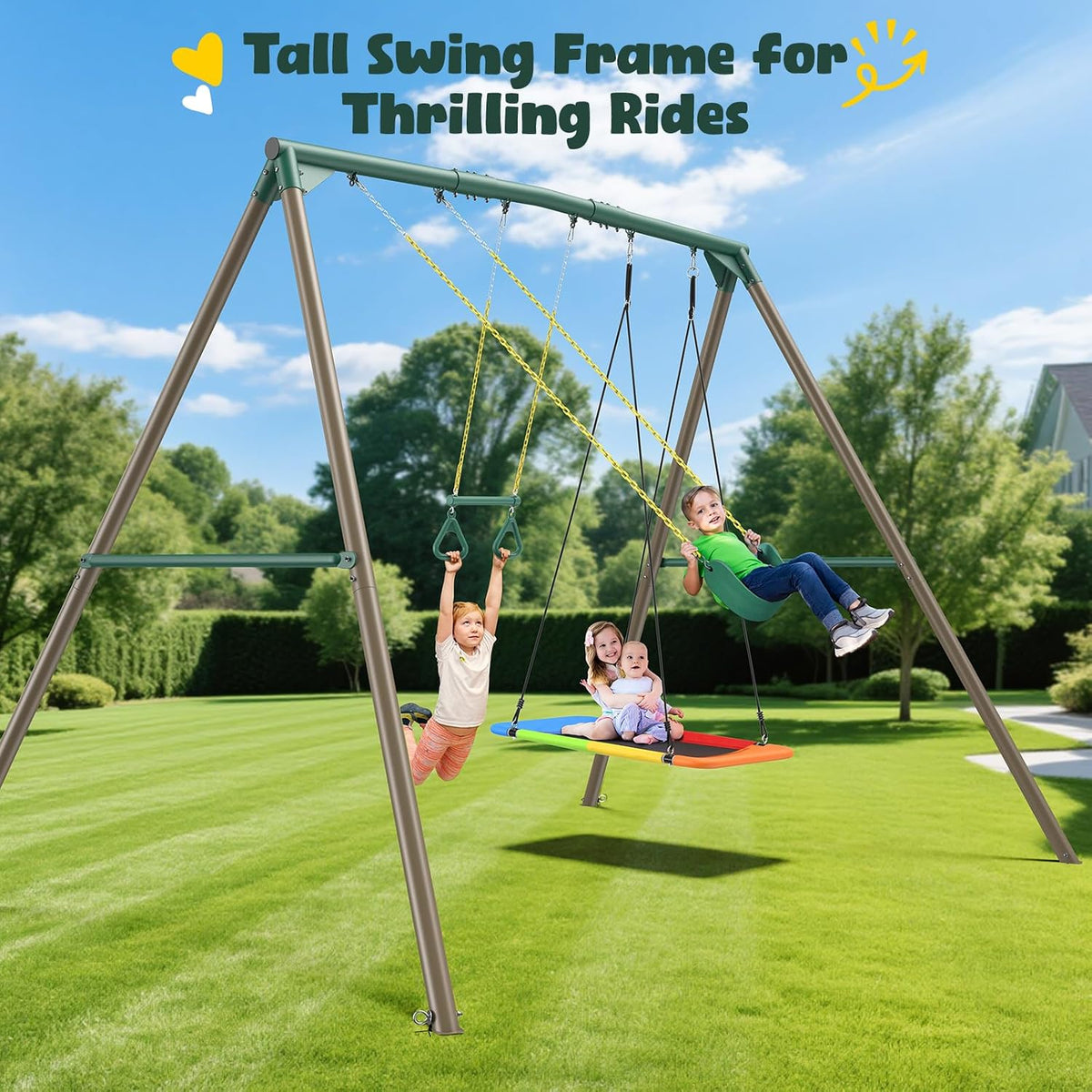 9.5' Backyard Metal Swing Set