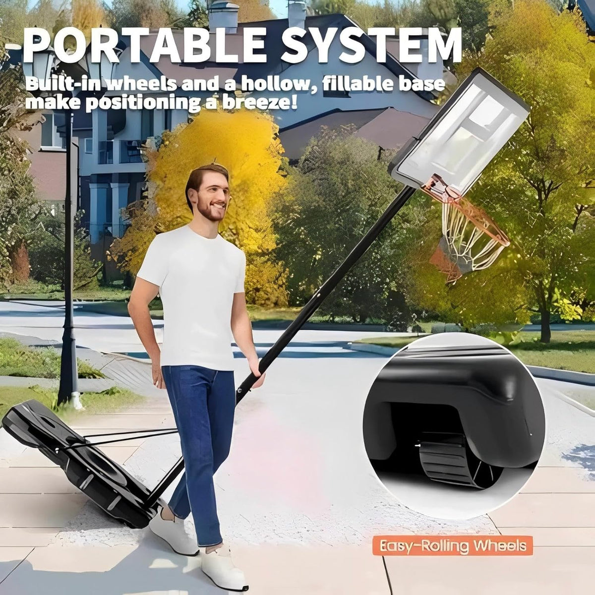 44IN 10FT Portable Adjustable Basketball Hoop