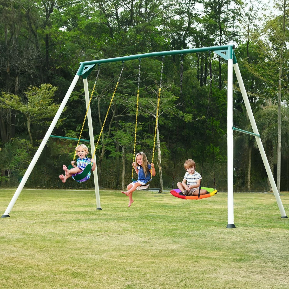 9.5ft Backyard Swing Set for Big Kids & Adults