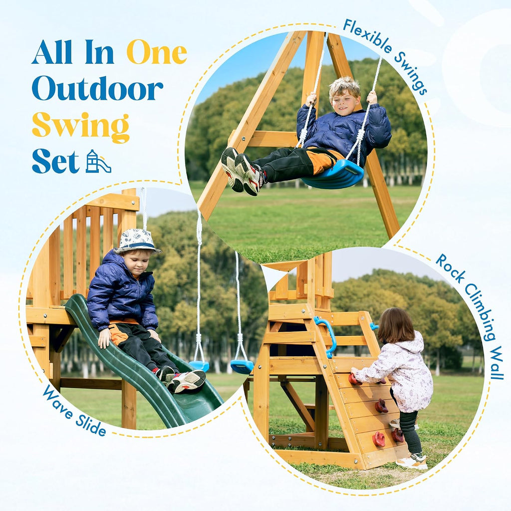Wooden Backyard Swing Set