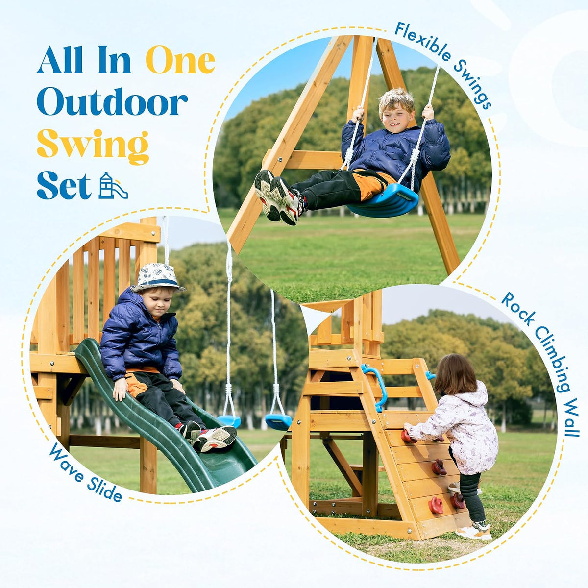 Wooden Backyard Swing Set
