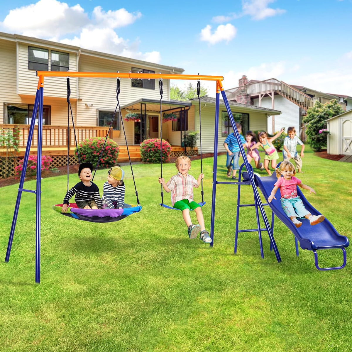 440LBS Backyard Metal Swing Set