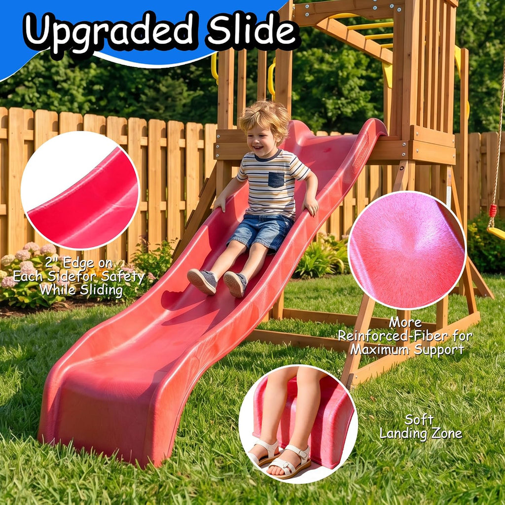 Wooden Backyard Swing Set with Monkey Bars