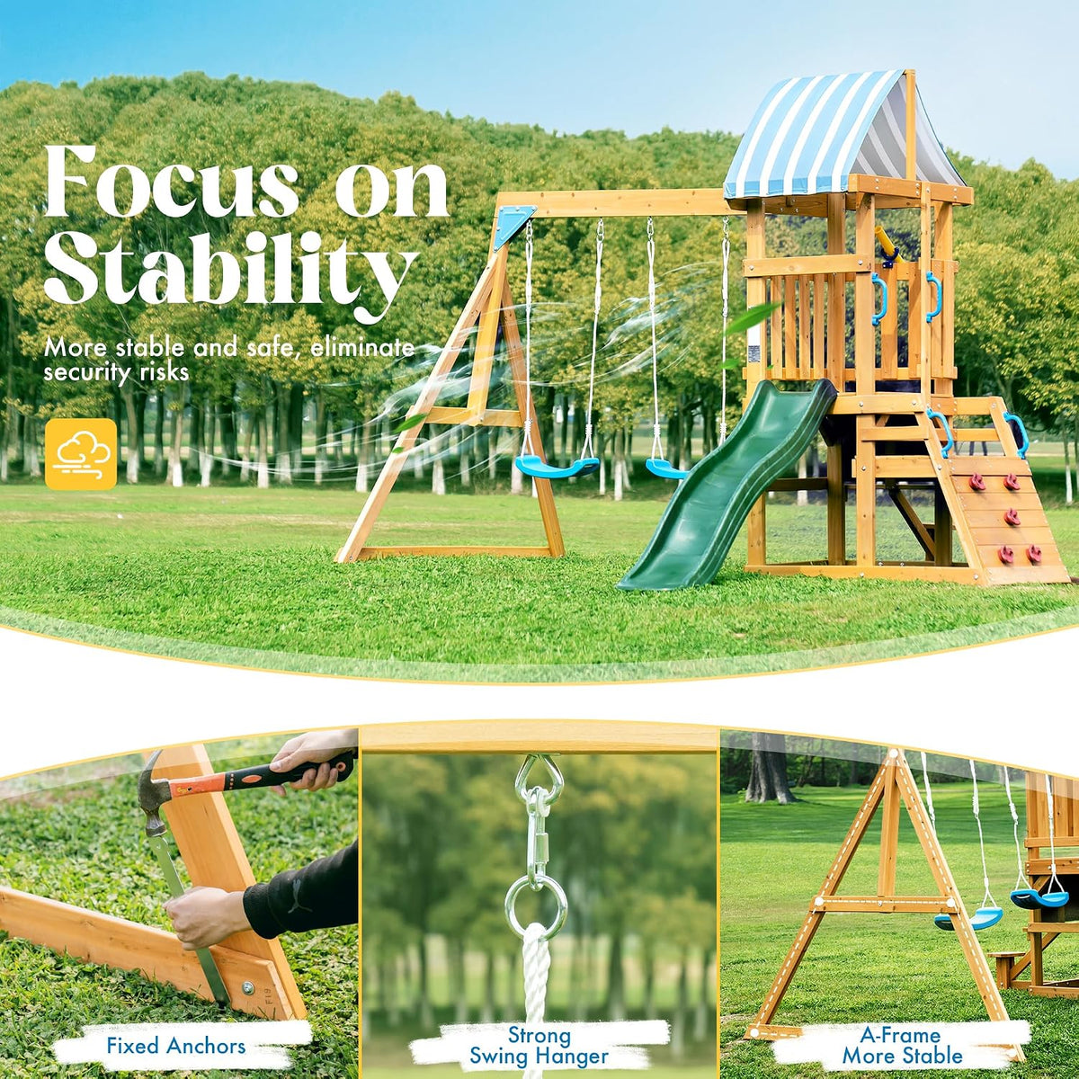 Wooden Backyard Swing Set