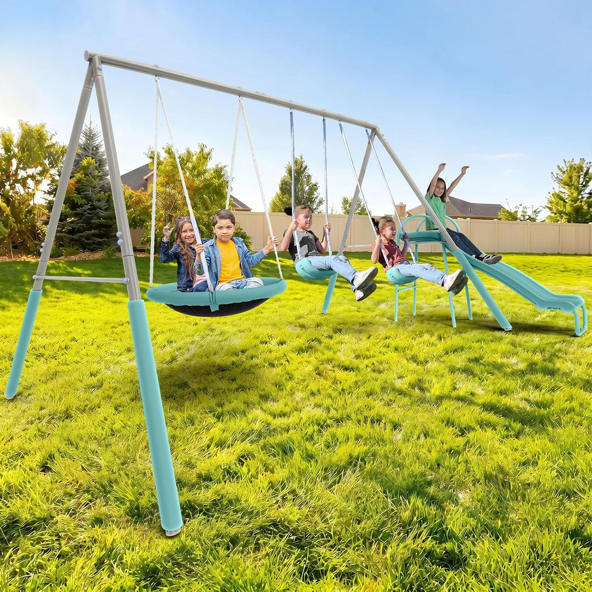 Super Saucer Metal Swing Set: 2 Swings