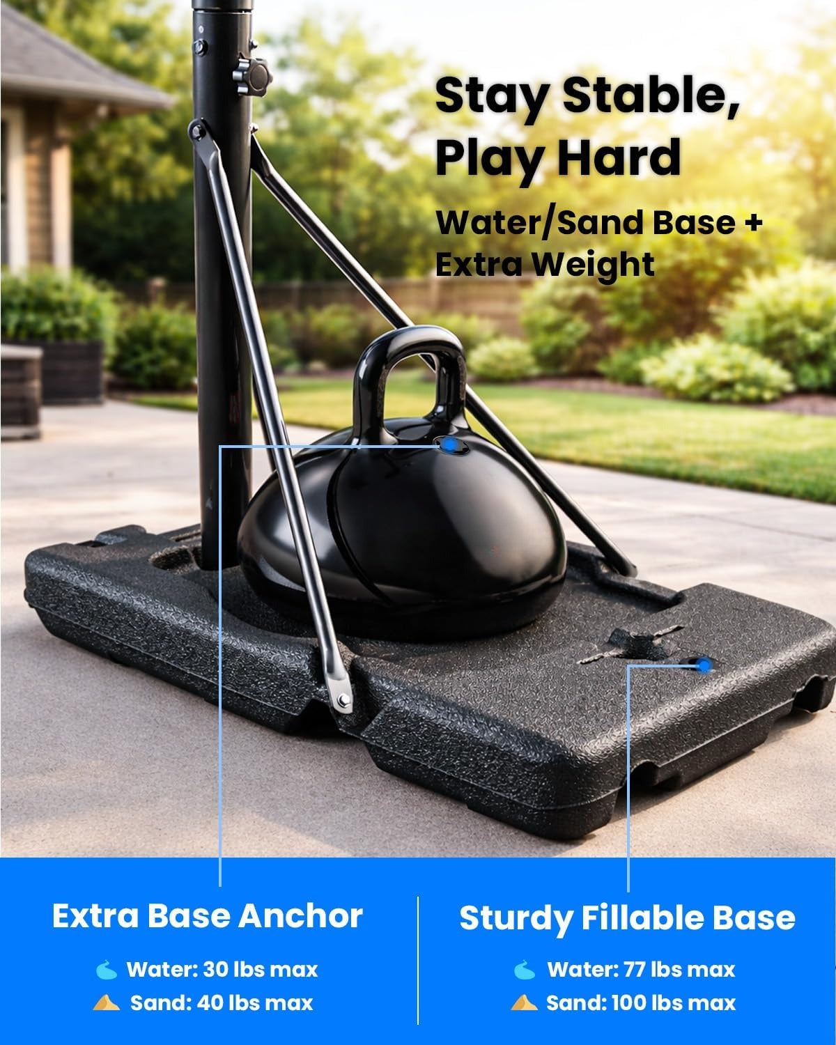 40‑44IN 5.6‑10FT Portable Basketball Hoop